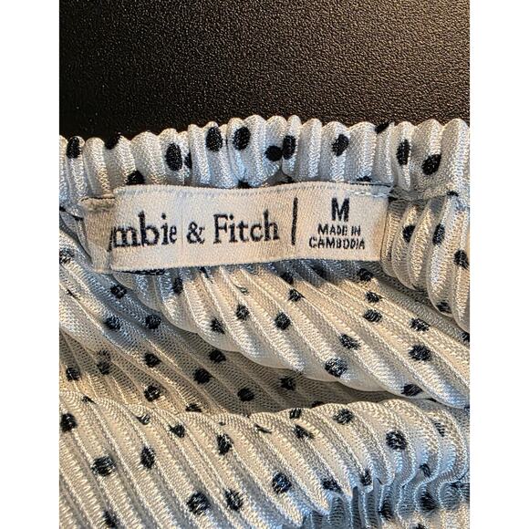 Abercrombie & Fitch satin babydoll top black and white polka dot Size Medium - Picture 3 of 5